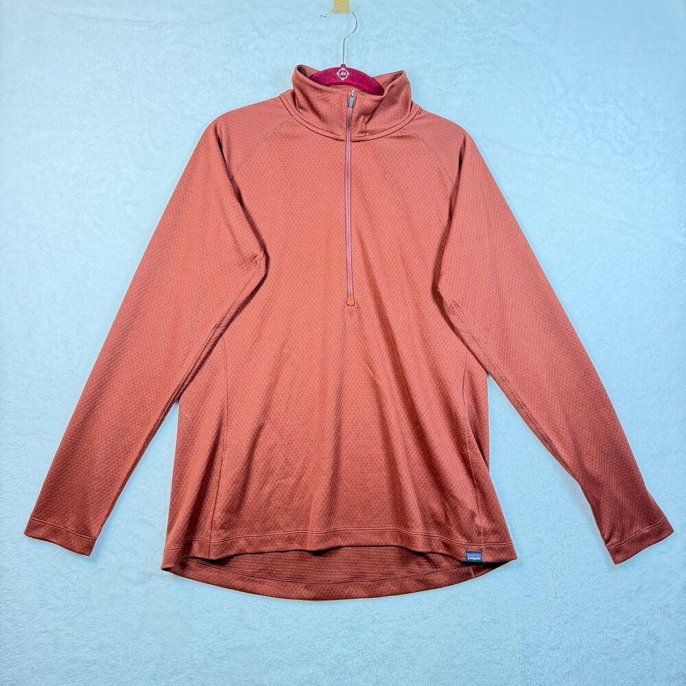 Patagonia Women's Capilene Midweight 1/2 Zip XL Brown Diamond Grid 44457